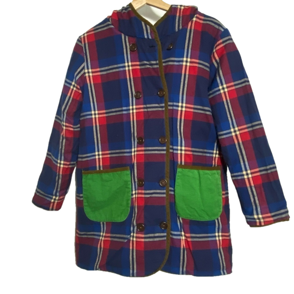 Women’s Thick Reversible Quilt Plaid patchwork cottagecore Jacket Coat -FS - Picture 3 of 11